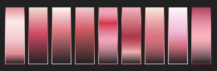 Rose gold blurred gradient collection. Vibrant soft blurry premium pink gradients for modern gentle design in black and pink colors. Lovely romantic rose golden gradient set palette.