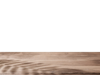 Wooden table top with natural shades. Isolated background