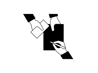 Bribery icon. Anti-corruption symbol. Black and white.