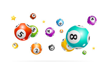 Realistic Detailed 3d Falling Lotto Ball Background. Vector - 468209763