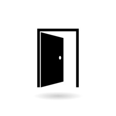Doors open icon with shadow isolated on white background