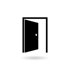 Doors open icon with shadow isolated on white background