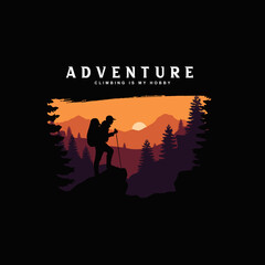 Adventure vector illustration. Climbing is my hobby illustration often used for T-shirt design and more