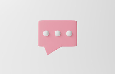 3D Minimal pink chat bubbles on isolate white background. concept of social media messages. 3d rendering illustration Minimal blank chat boxes sign. Chat for text bubble icon on pastel. comment sign