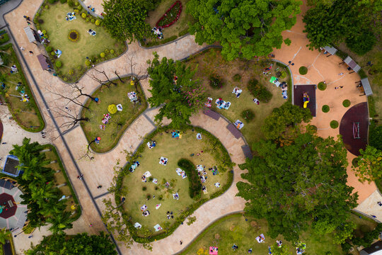 Top down view of graden park in Hong Kong