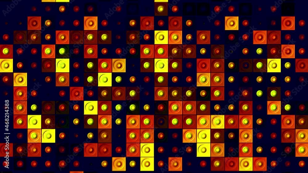 Poster abstract geometric background with a wall of blinking boxes with a cross sign. motion. seamless loop
