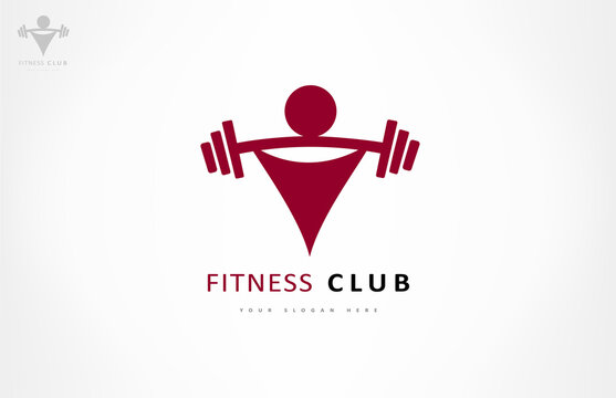 Athlete with barbell logo design. Logo vector fitness club.