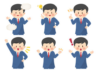 Businessmen with various gestures,さまざまな仕草のビジネスマン