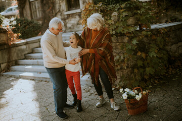 Grandparents enjoying good time with their little granddaughter