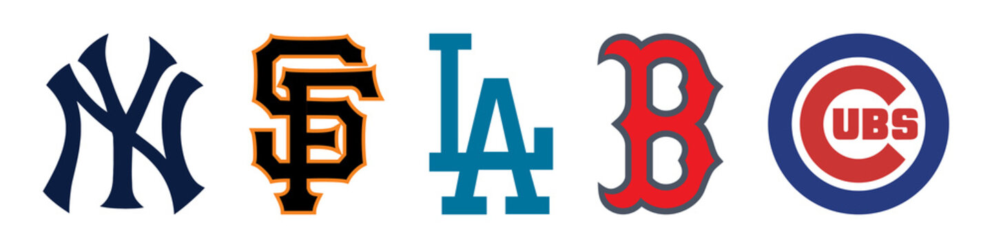 Top baseball clubs logo set. Editorial image