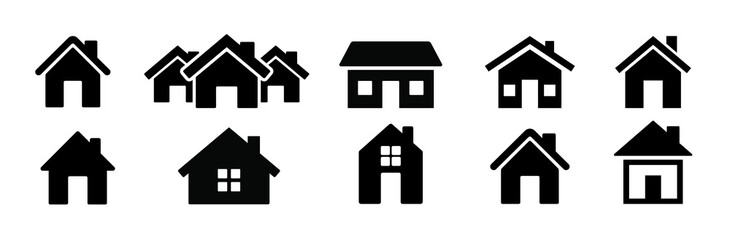 Home flat icon set vector illustration