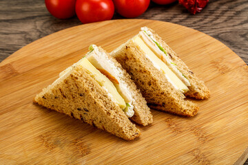 Club sandwich with chicken and cheese