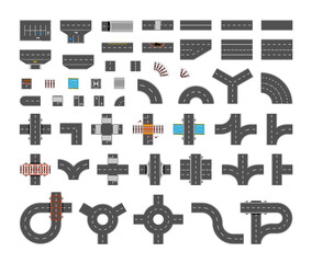 Collection of roads, intersections and road markings.