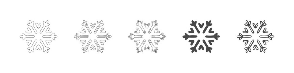 Snowflakes. Conceptual snowflake icons. Hand-drawn snowflake icons. Vector illustration