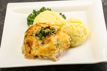 Roasted pangasius fillet with mashed potato