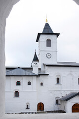 Svir, Russia, Leningrad region on October 12, 2021. The Holy Trinity Alexander Svirsky male monastery in the village of Old Sloboda.