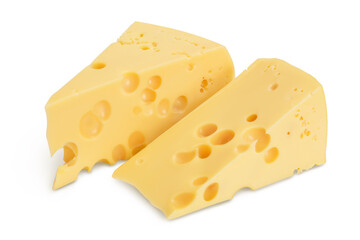 piece of cheese isolated on white background with clipping path and full depth of field