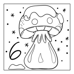 Christmas advent calendar, coloring page. 6 december illustration.