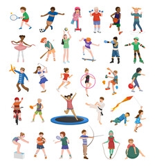 Fototapeta na wymiar Vector illustrations of children in different sports.