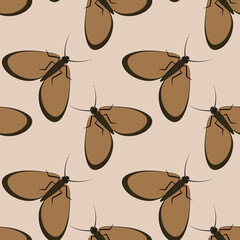 Illustration on a square background - stylized moths - graphics. Summer, insects, unbearable ease of life