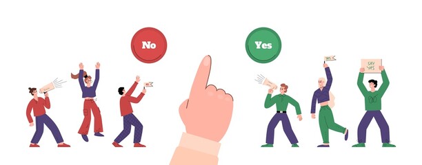 Convince to choose yes or no concept, flat vector illustration isolated.