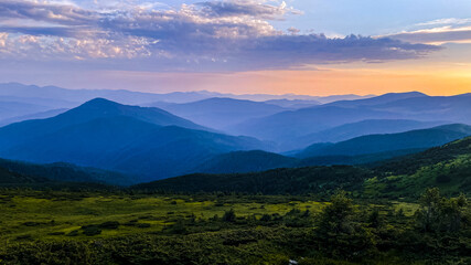 Nature Landscape - Carpathian Mountains rage. Tourist places of Ukraine. Clear summer day. Concepts of tourism, environment.