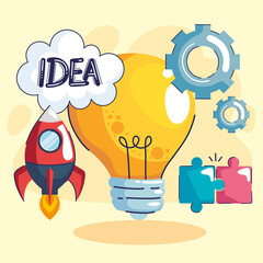 idea light bulb and icons