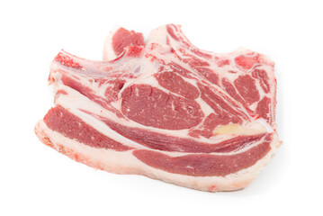 One piece of a meat steack in a white background
