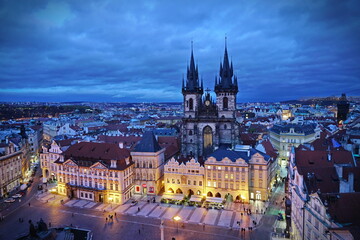 Obraz premium Church of Our Lady before Týn in the Old Town Square. PRAGUE, CZECH REPUBLIC, OCTOBER, 2021