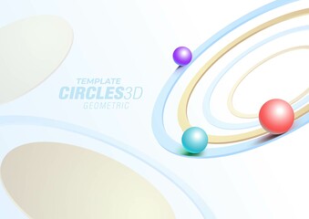 Background balls roll in a gold rinds 3d perspective geometric shape vector