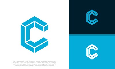 Initials C logo design. Initial Letter Logo. Innovative high tech logo template.	
