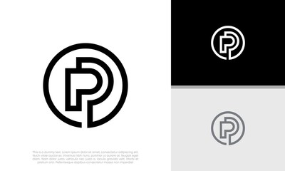 Initials P logo design. Initial Letter Logo. Innovative high tech logo template.	
