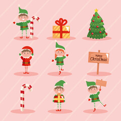 group elf with cute decoration