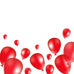 Red gradient blurred balloons different sizes on white background  on the bottom with copy space. Black friday sales and social poster concept