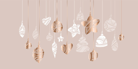 Pastel color Christmas vector ornaments for card