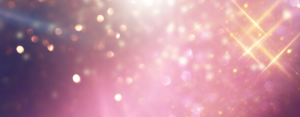 background of abstract gold, pink, purple and black glitter lights. defocused