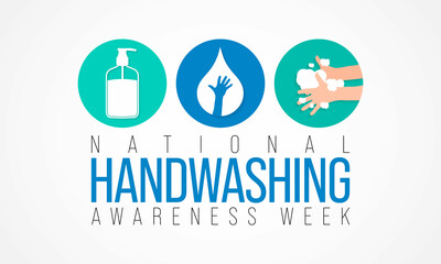 Handwashing awareness week is observed every year in December, highlights the importance of hand washing with soap and water at home, in the community, and around the world. Vector illustration