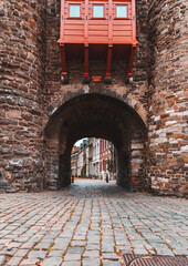 Helpoort stone gate of the old city walls of Maastricht, Netherlands