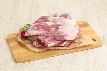 Raw pork ribs for cooking