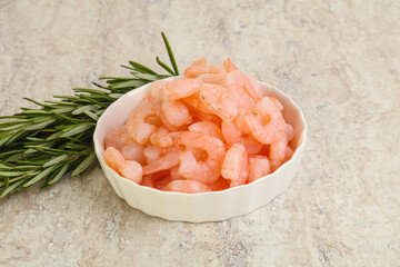 Tasty peeled prawn in the bowl