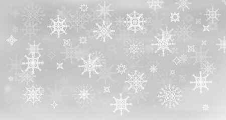 Fondo o banner de navidad con copos de nieve o estrellas, colores navideños con espacio para texto. Recurso grafico de temática navideña con degradado