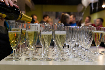 Drink reception with served champagne glasses
