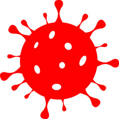 Coronavirus cell icon (COVID-19) for design. Red image on a white background.