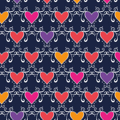 blue vector wonderland lovely hearts seamless pattern background