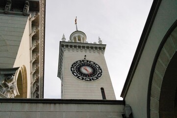 clock tower at the railway station in Sochi