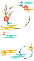 和風枠と花の背景素材