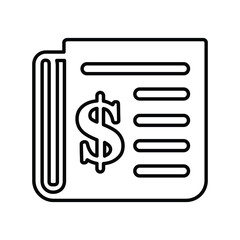 Business, finance, news, newspaper, dollar line icon. Outline vector.