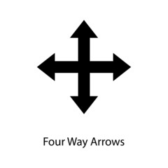 Four Way Arrows Trendy solid icon isolated on white and blank background for your design