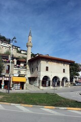 Fototapeta na wymiar Old Town, Berat, Albania, and the Bachelors' Mosque.