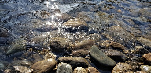 water flowing on the rocks